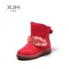 供应2014年时尚新款 仿牛皮绒女式雪地靴