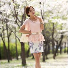 2014夏装新款韩版大码修身蕾丝衫