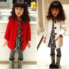 2014新款童装女童韩版长袖外套玫瑰花纽扣中长款时尚儿童装 批发