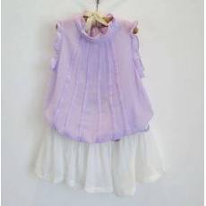 多可爱2014韩版童装女童甜美雪纺无袖衫短裙夏季新款套装