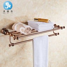欧式不锈钢浴巾置物架卫生间浴室挂件套装卫浴五金玉石金色毛巾架