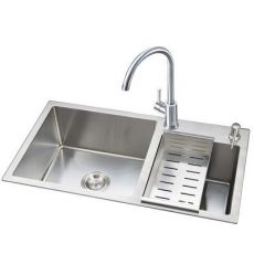 厨房洗碗池水槽 304不锈钢双槽下水器 纯手工双头槽S型防臭下水管
