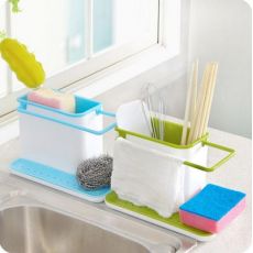 多功能厨房沥水收纳架 可挂抹布放筷子 洗漱用具置物架