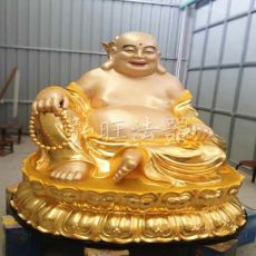 树脂佛像寺庙玻璃钢佛像贴金彩绘方台弥勒佛大肚佛 铜坐佛像