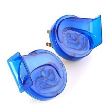 透明兰色喇叭通用12v电喇叭汽车蜗牛喇叭 蜗牛防水喇叭