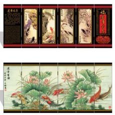 漆器仿古小屏风 032 小号 连年有余 中国特色工艺礼品