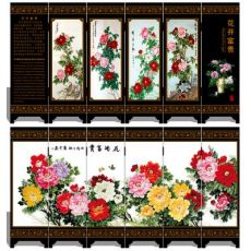 漆器仿古小屏风 016 花开富贵 工艺品 中国特色礼品