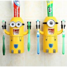 小黄人卡通自动挤牙膏器牙刷架洗漱口杯套装刷牙杯