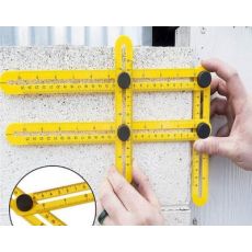 多功能折叠尺 塑料活动四折尺 多角度尺子 测量工具 模板尺