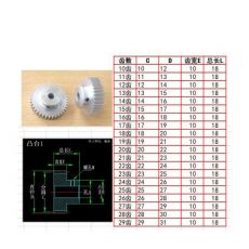凸铝合金1模12 13 14 15至55 56 57 58 59齿渐开线圆柱直齿轮