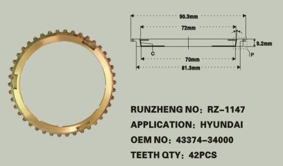 同步器齿环 OEM：43374-34000